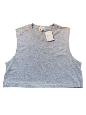 NWT The Base Medium Grey Cotton Sleeveless Crop Tank (M)